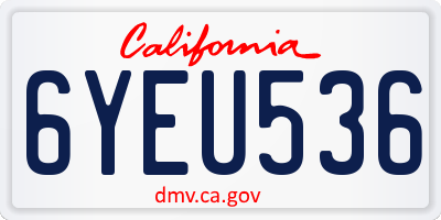CA license plate 6YEU536