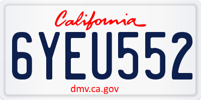 CA license plate 6YEU552