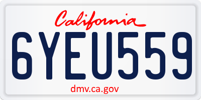 CA license plate 6YEU559