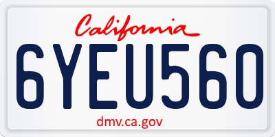 CA license plate 6YEU560