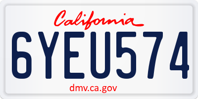 CA license plate 6YEU574