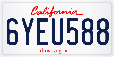 CA license plate 6YEU588