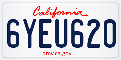 CA license plate 6YEU620