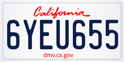 CA license plate 6YEU655