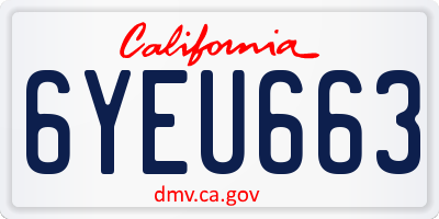 CA license plate 6YEU663