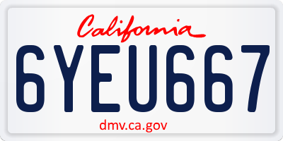 CA license plate 6YEU667