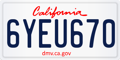CA license plate 6YEU670