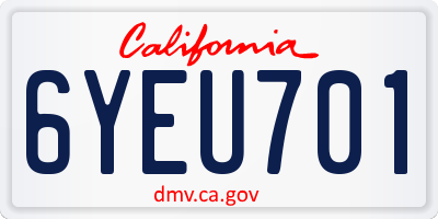CA license plate 6YEU701