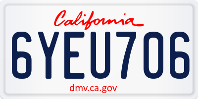 CA license plate 6YEU706