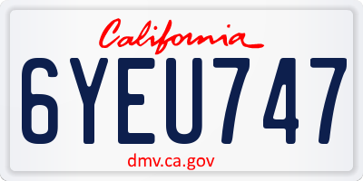 CA license plate 6YEU747