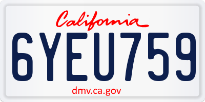 CA license plate 6YEU759