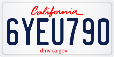 CA license plate 6YEU790