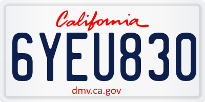 CA license plate 6YEU830