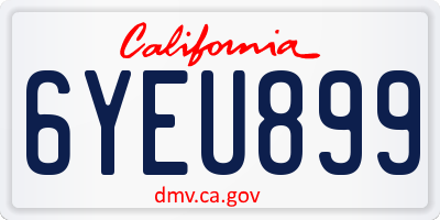 CA license plate 6YEU899