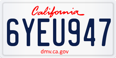 CA license plate 6YEU947
