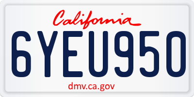 CA license plate 6YEU950