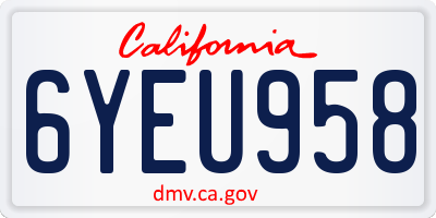 CA license plate 6YEU958