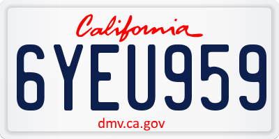 CA license plate 6YEU959