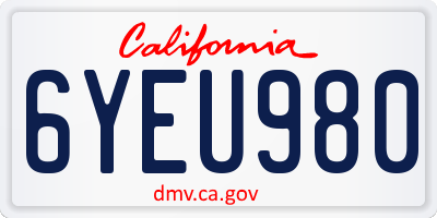 CA license plate 6YEU980
