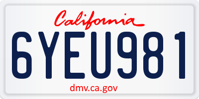 CA license plate 6YEU981