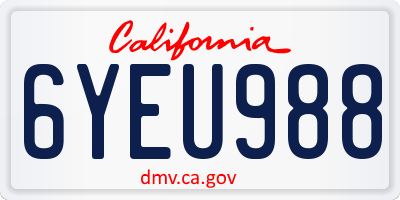 CA license plate 6YEU988