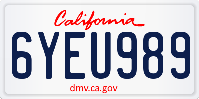 CA license plate 6YEU989