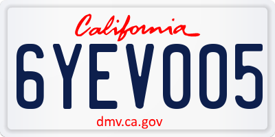CA license plate 6YEV005