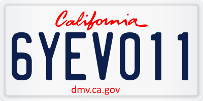 CA license plate 6YEV011
