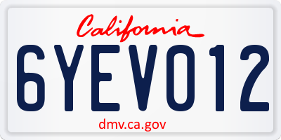 CA license plate 6YEV012