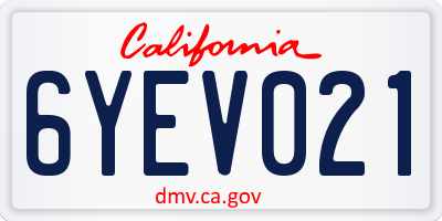 CA license plate 6YEV021