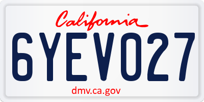 CA license plate 6YEV027