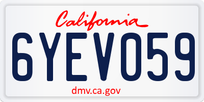 CA license plate 6YEV059