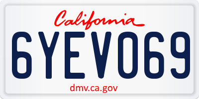 CA license plate 6YEV069