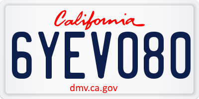 CA license plate 6YEV080