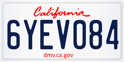 CA license plate 6YEV084