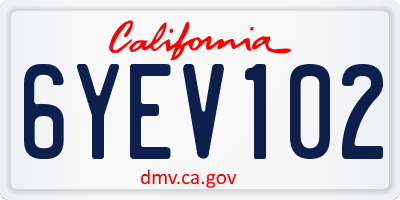 CA license plate 6YEV102