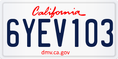 CA license plate 6YEV103