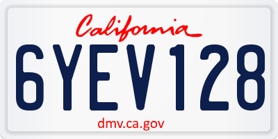 CA license plate 6YEV128