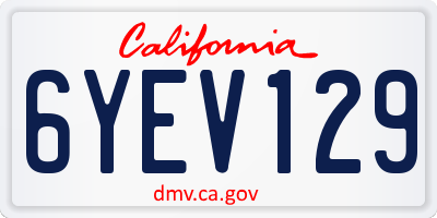 CA license plate 6YEV129