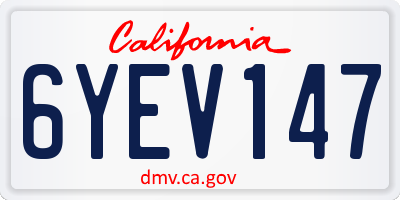 CA license plate 6YEV147
