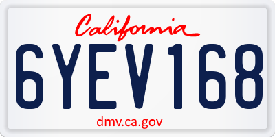 CA license plate 6YEV168