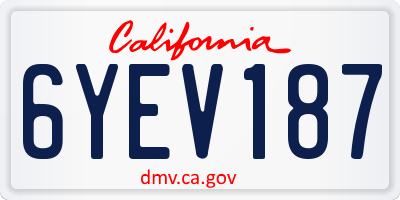 CA license plate 6YEV187