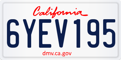 CA license plate 6YEV195