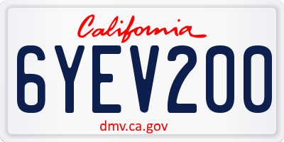 CA license plate 6YEV200