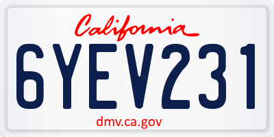 CA license plate 6YEV231