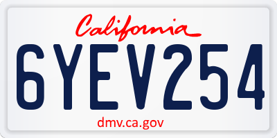 CA license plate 6YEV254