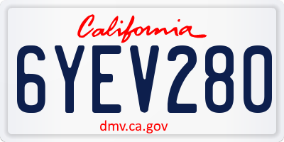 CA license plate 6YEV280