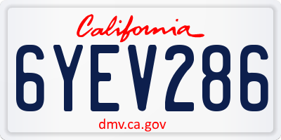 CA license plate 6YEV286