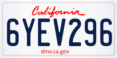CA license plate 6YEV296
