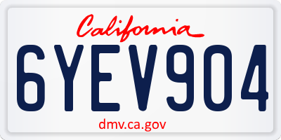 CA license plate 6YEV904